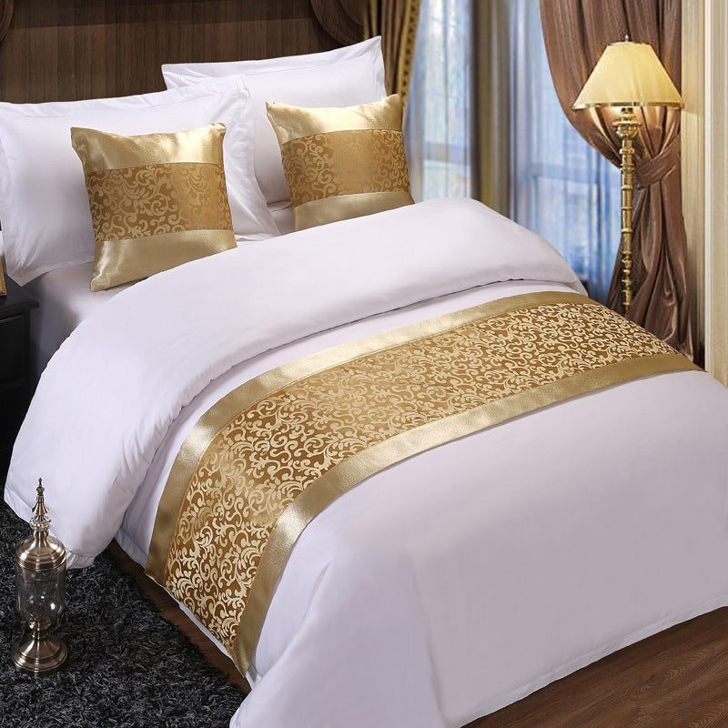 High grade and simple modern Chinese luxury gold bed cover. bed end cushion and pillow case