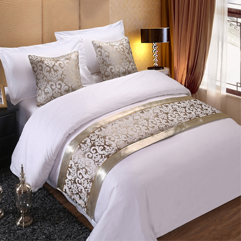High grade and simple modern Chinese luxury gold bed cover. bed end cushion and pillow case