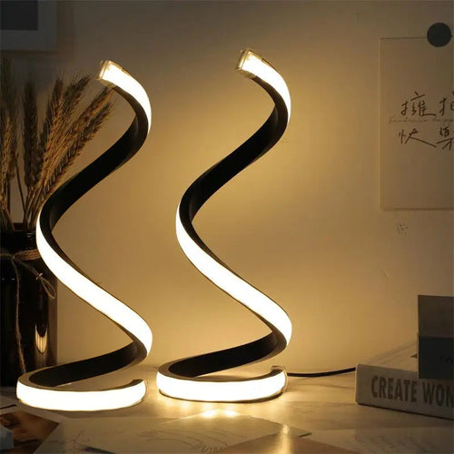 2Pcs Creative Spiral Three-Color Adjustable LED Desk Lamp. Three-Color Dimming. Soft Lighting. Eye-Friendly And Comfortable. Suitable For Bedroom. Living Room. Bathroom. And Home Decor. USB-Powered