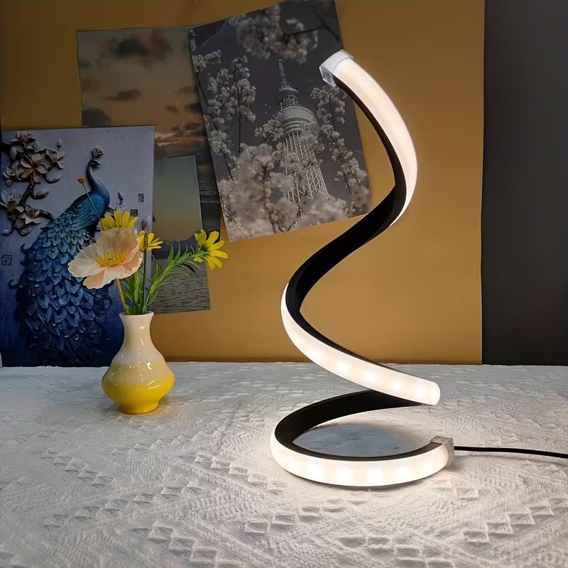 2Pcs Creative Spiral Three-Color Adjustable LED Desk Lamp. Three-Color Dimming. Soft Lighting. Eye-Friendly And Comfortable. Suitable For Bedroom. Living Room. Bathroom. And Home Decor. USB-Powered