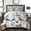 8pcs Halloween Comforter Set. Witch Pattern Bed In A Bag Bedding With Comforter Sheet Sham - 1 Comforter. 2 Pillow Shams. 1 Flat Sheet. 1 Fitted Sheet. 1 Cushion Cover. 2 Pillowcases All Season