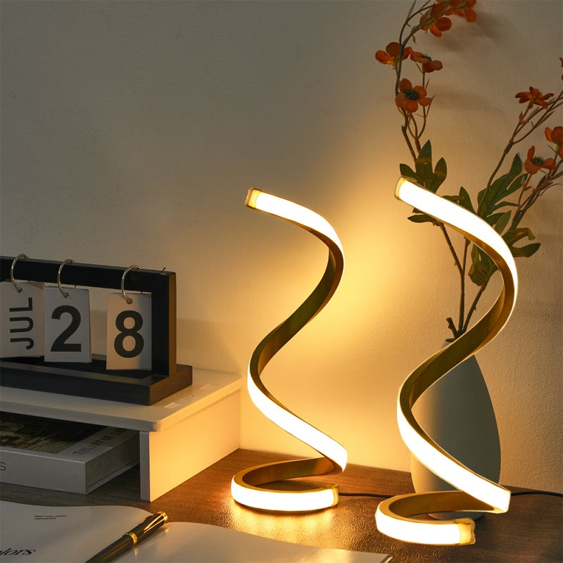 2Pcs Creative Spiral Three-Color Adjustable LED Desk Lamp. Three-Color Dimming. Soft Lighting. Eye-Friendly And Comfortable. Suitable For Bedroom. Living Room. Bathroom. And Home Decor. USB-Powered