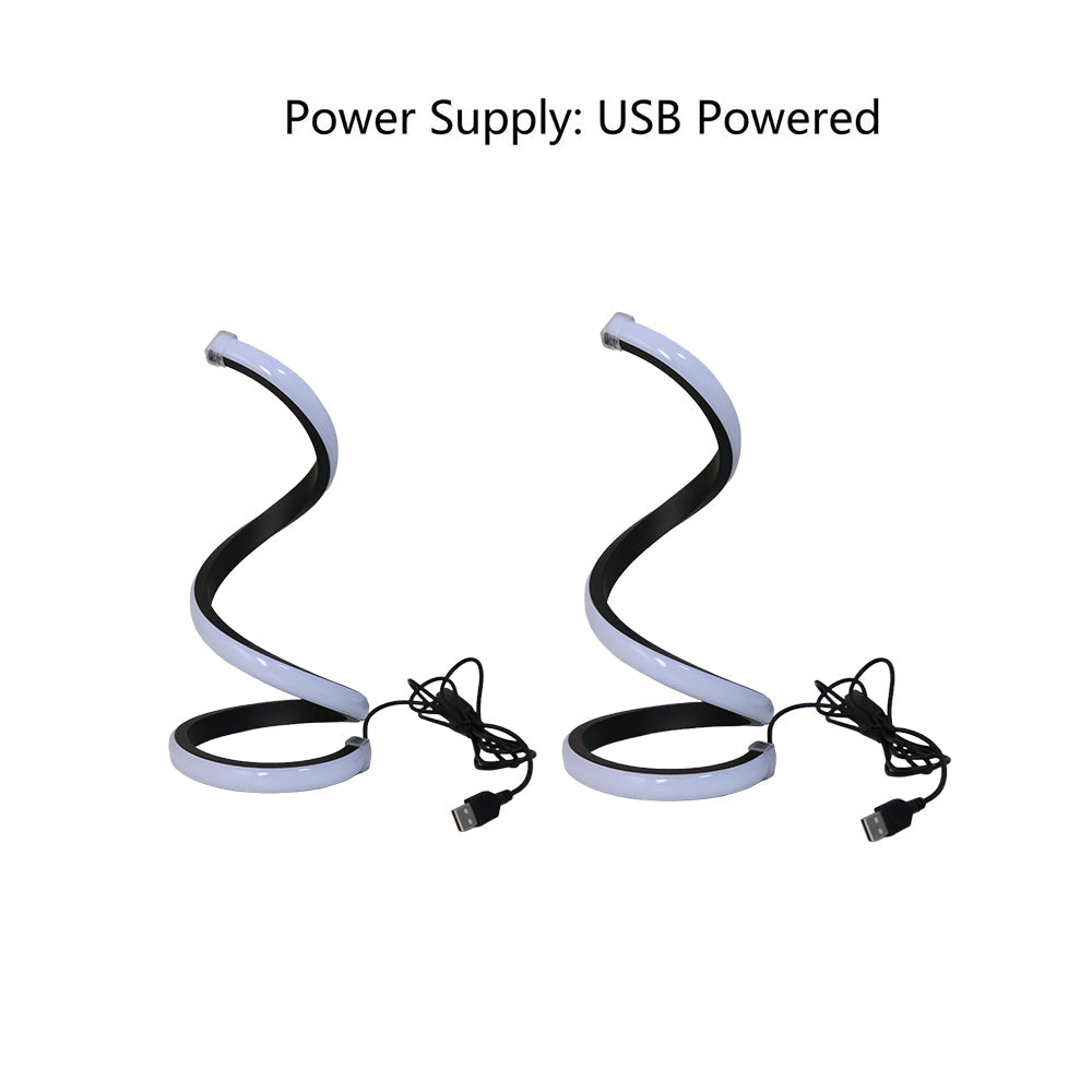 2Pcs Creative Spiral Three-Color Adjustable LED Desk Lamp. Three-Color Dimming. Soft Lighting. Eye-Friendly And Comfortable. Suitable For Bedroom. Living Room. Bathroom. And Home Decor. USB-Powered
